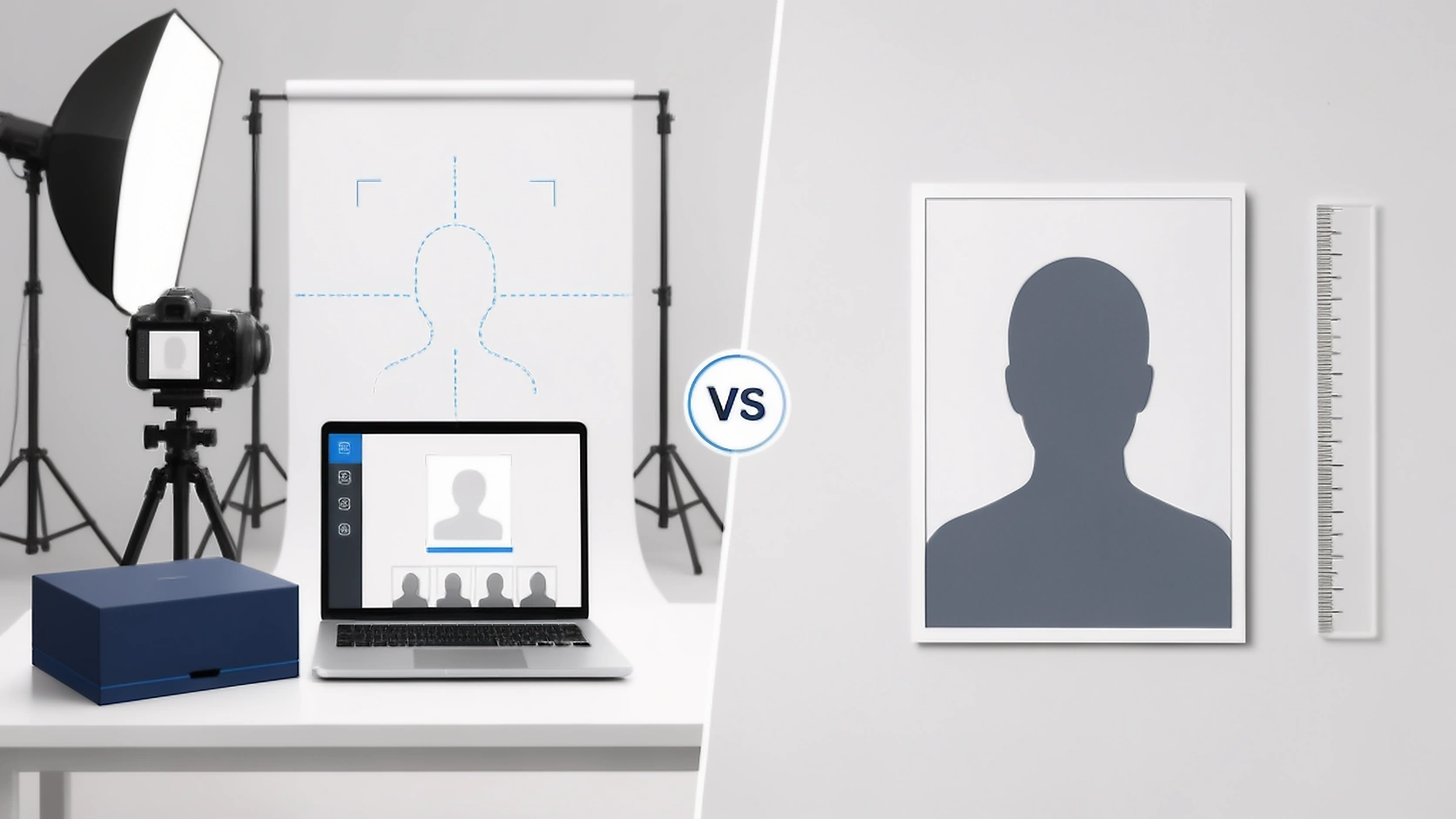 PassportPhotoBox file preparation compared with a local professional photo studio camera session