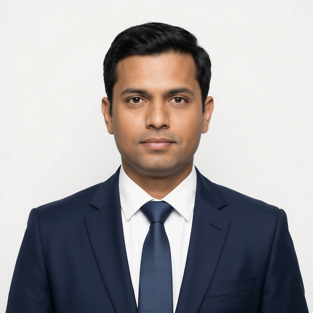 Correct biometric passport photo example with centered face and plain white background